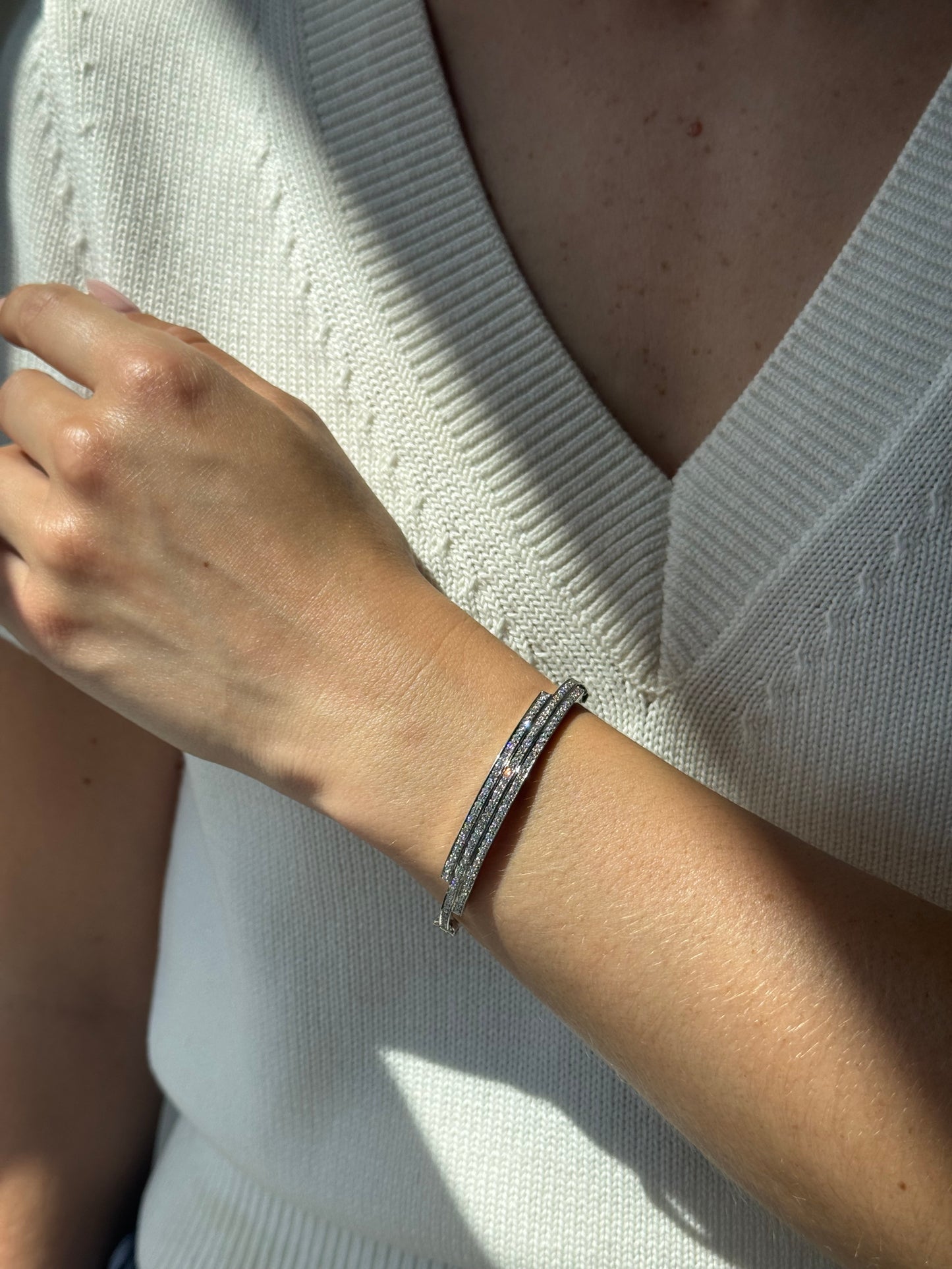 Skyline Platinum Diamond Bangle