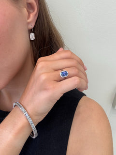 7.05ct Emerald Cut Diamond Drop Earrings