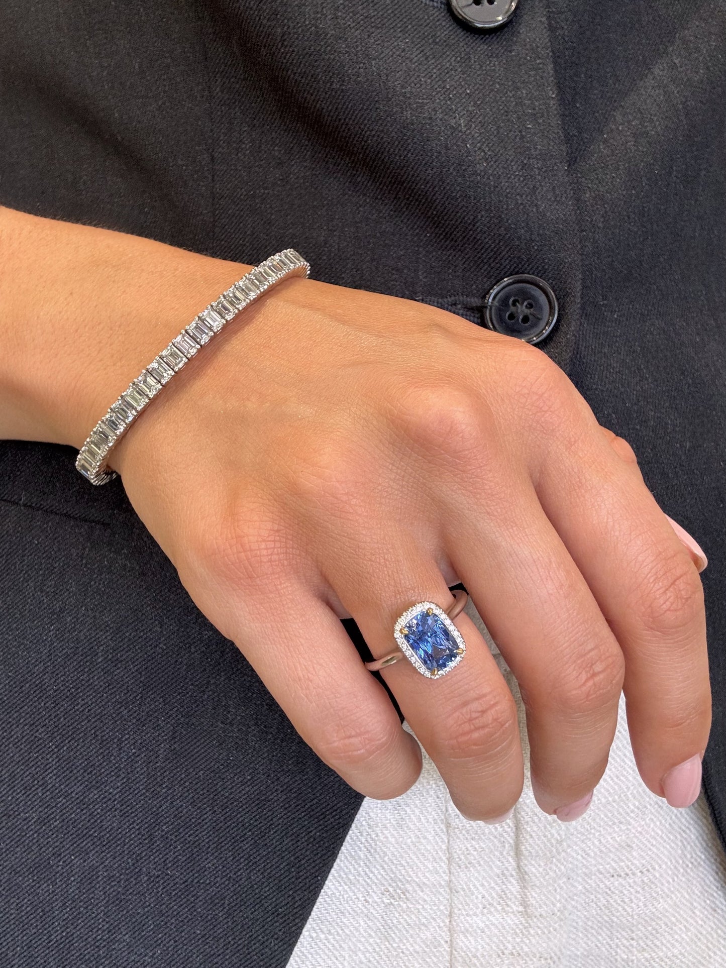 3.01ct Blue Sapphire and Diamond Halo Ring