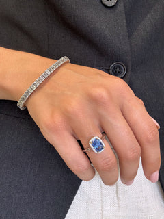 3.01ct Blue Sapphire and Diamond Halo Ring