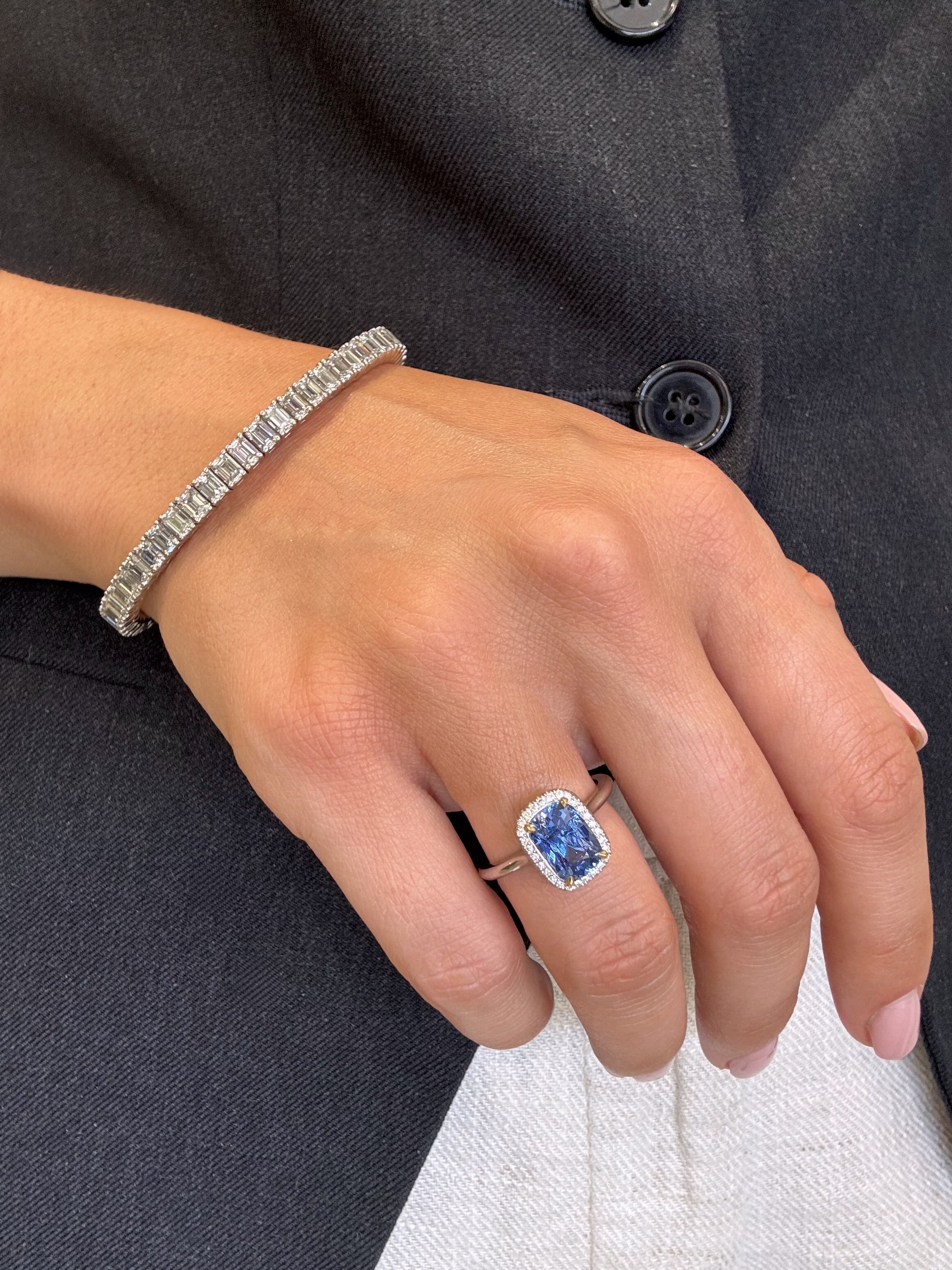 3.01ct Blue Sapphire and Diamond Halo Ring