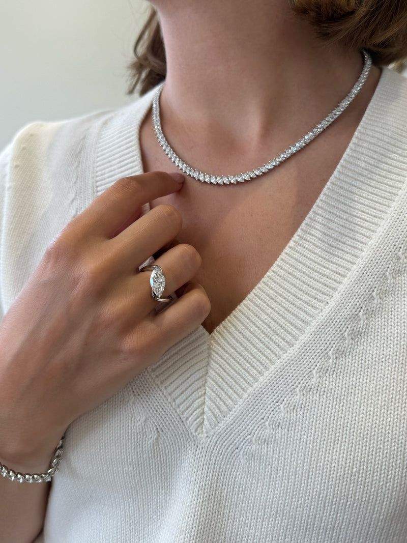 Marquise Cut Diamond Line Necklace