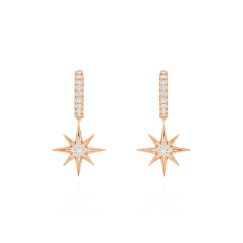 Sienna Diamond-Set Star Hoop Earrings