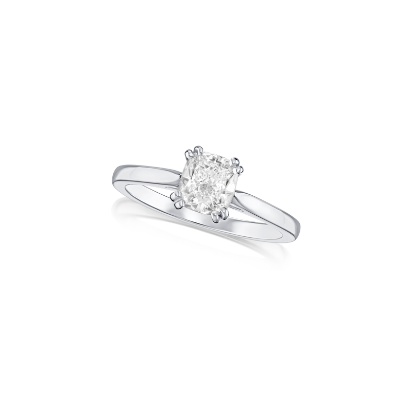 1.01cts Platinum Cushion-Cut Diamond Solitaire Ring