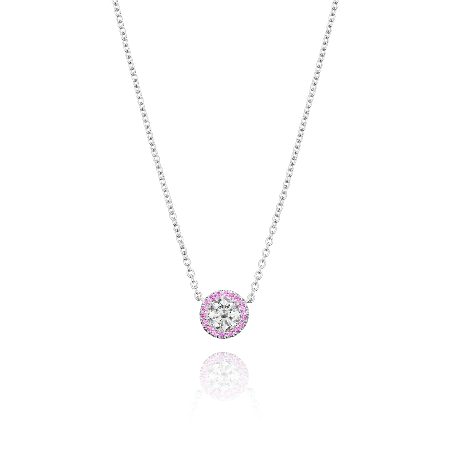 Diamond and Pink Sapphire Cluster Pendant