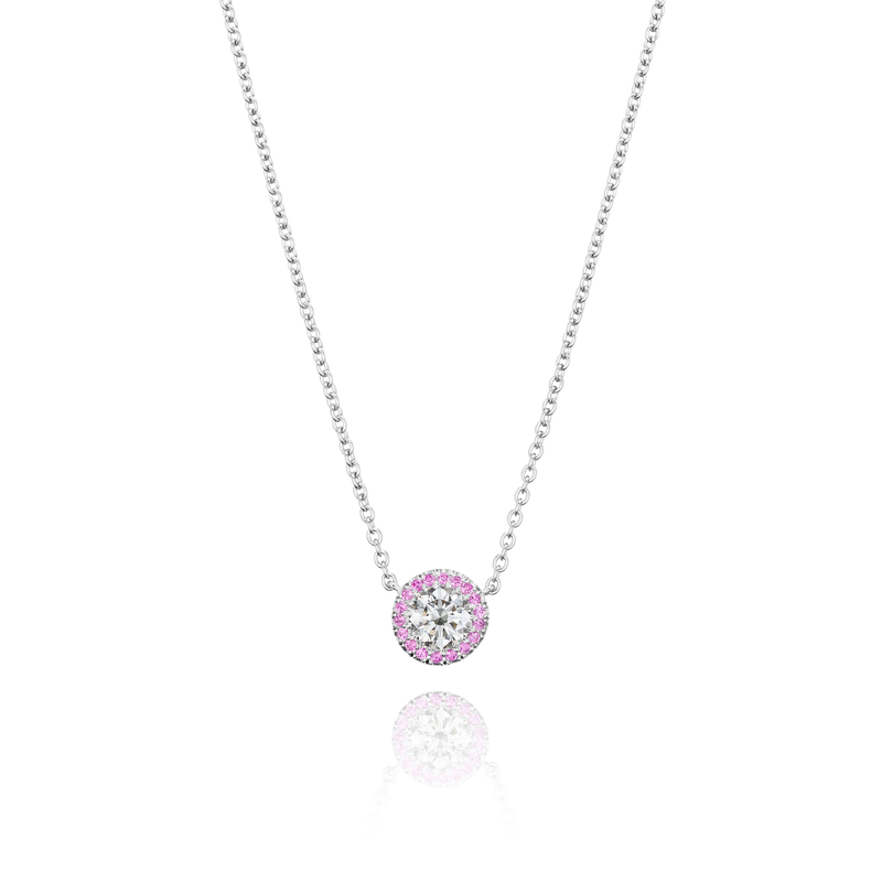 Diamond and Pink Sapphire Cluster Pendant