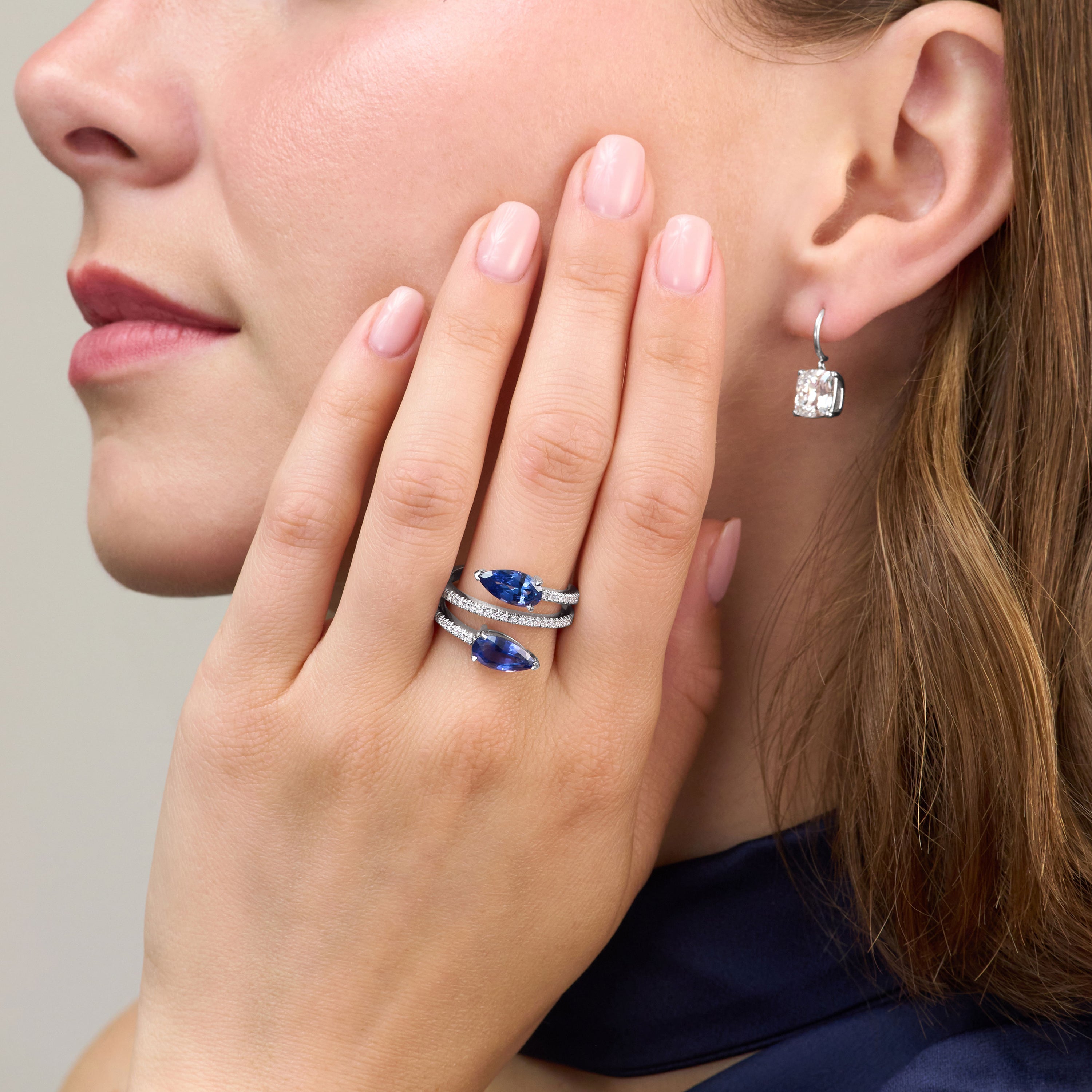 Sapphire and Diamond Twist Ring