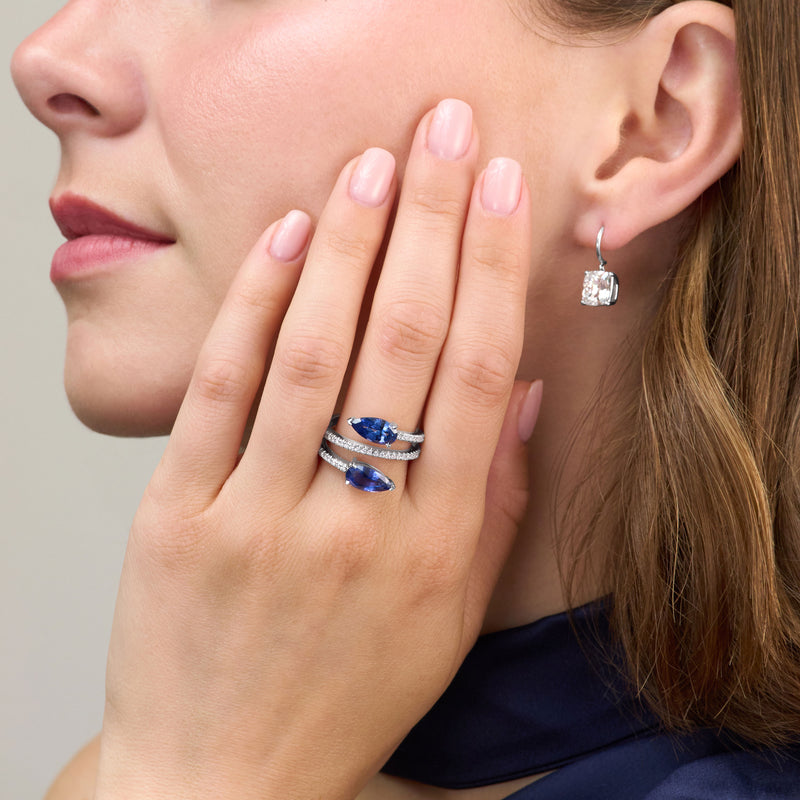 Sapphire and Diamond Twist Ring