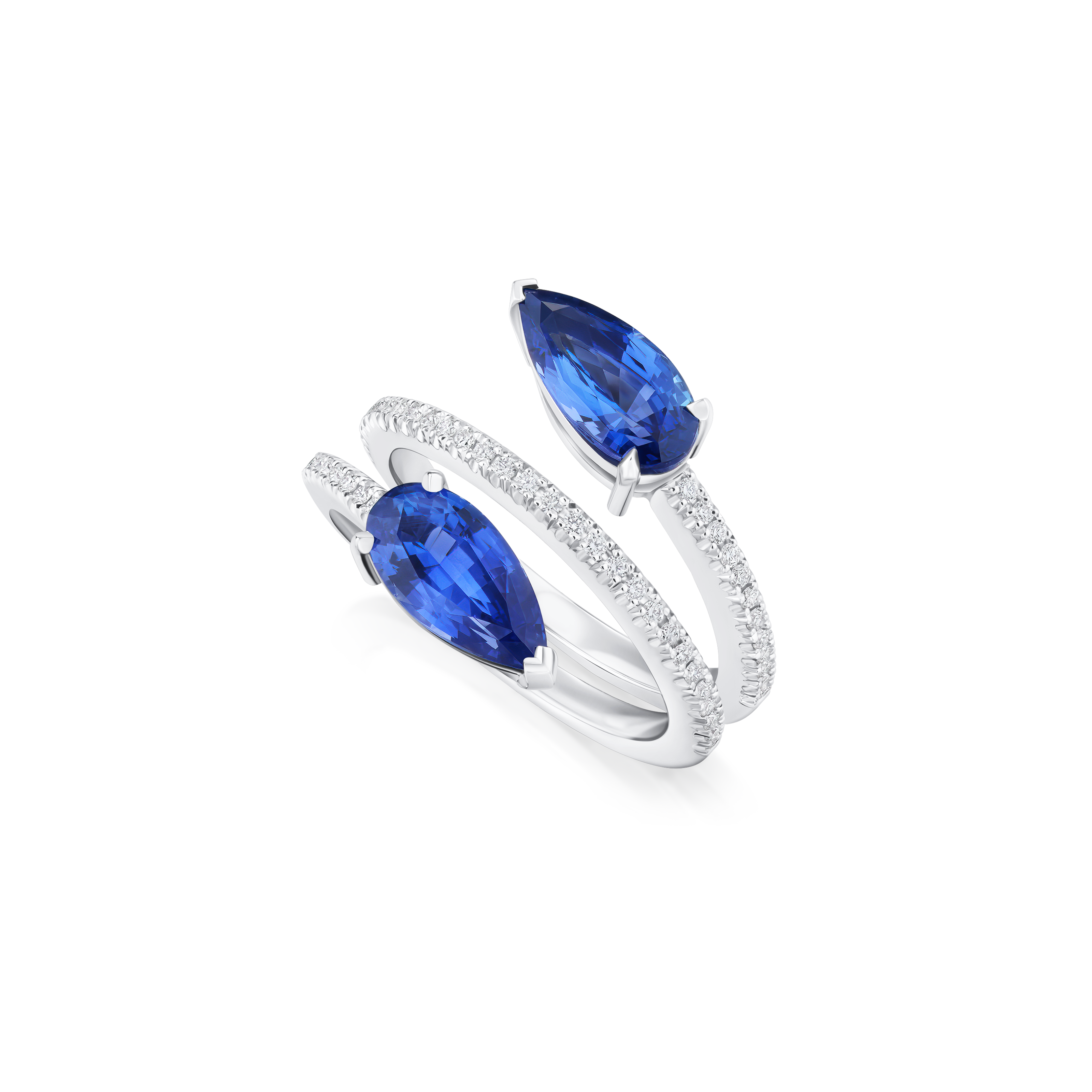 Sapphire and Diamond Twist Ring