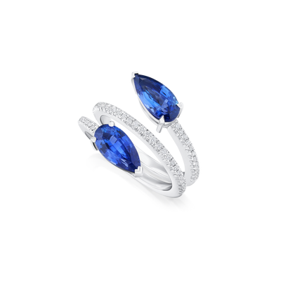 Sapphire and Diamond Twist Ring