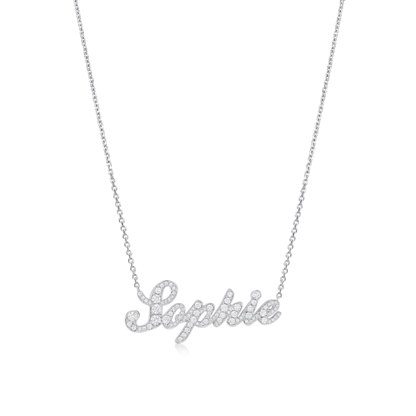 Diamond Set Platinum Name Pendant