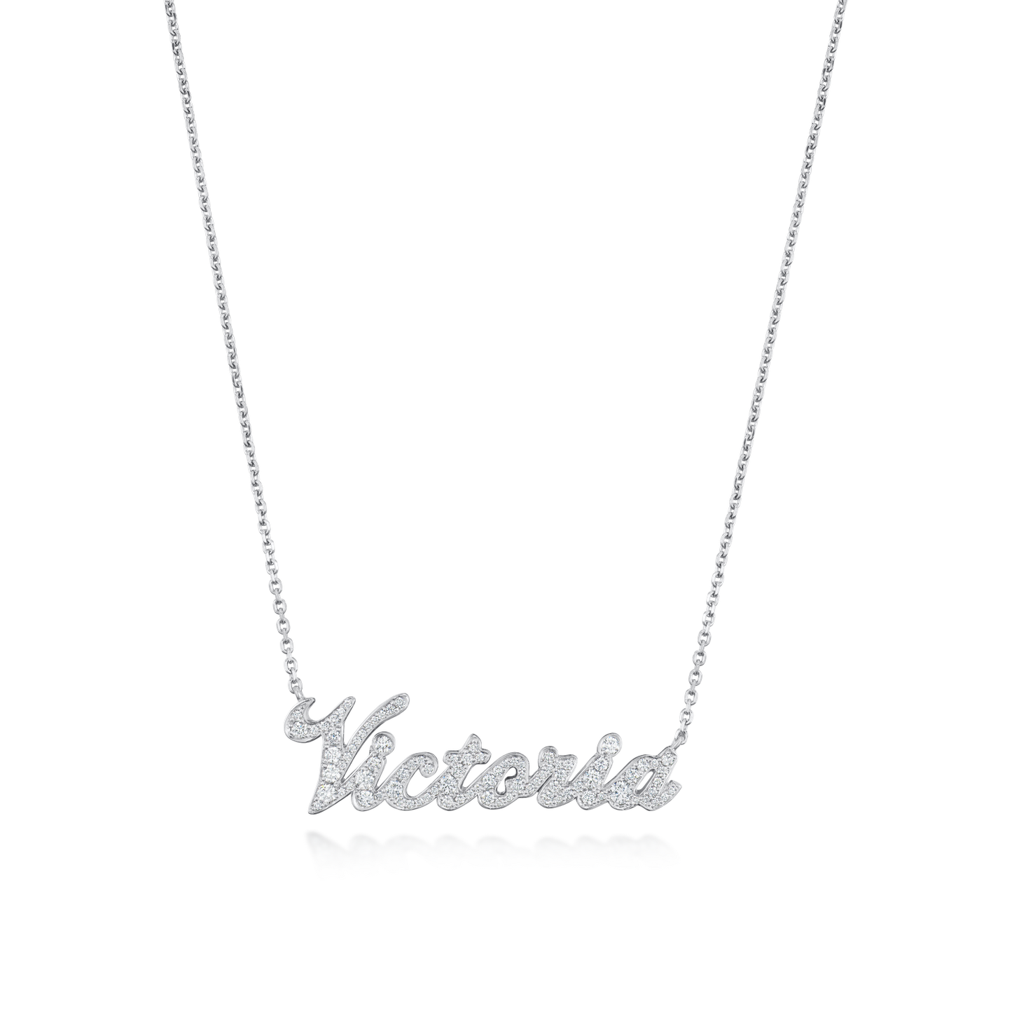 Diamond Set Platinum Name Pendant