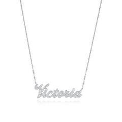 Diamond Set Platinum Name Pendant