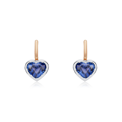 2.30cts Heart-Shape Sapphire Drop Earrings