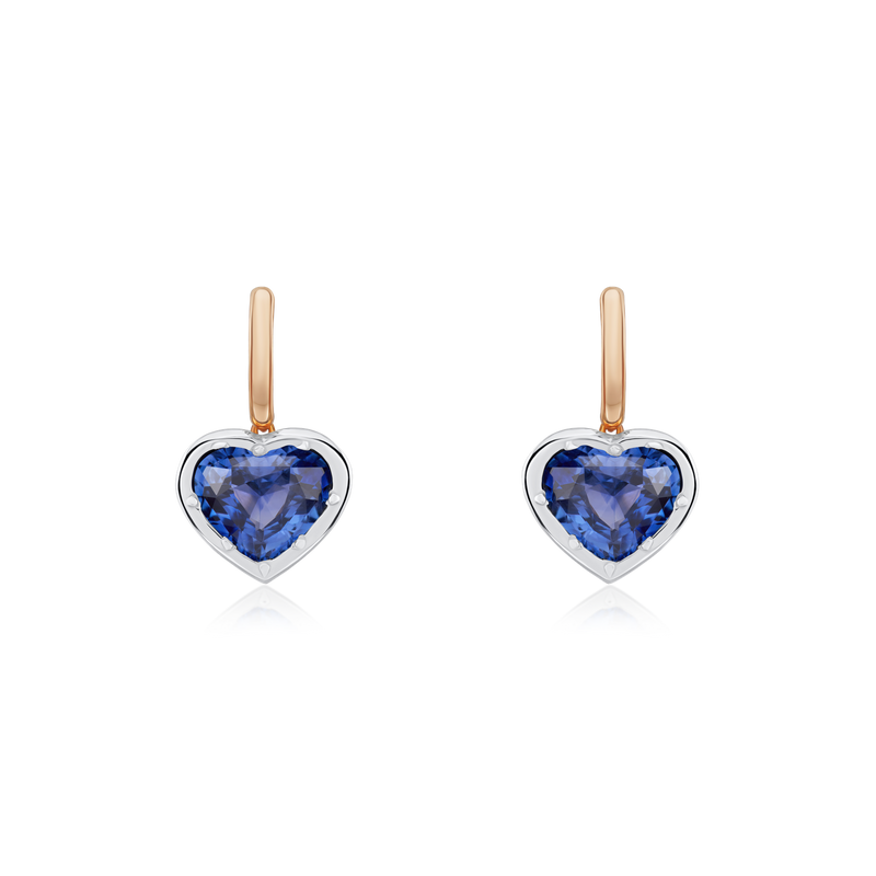 2.30cts Heart-Shape Sapphire Drop Earrings