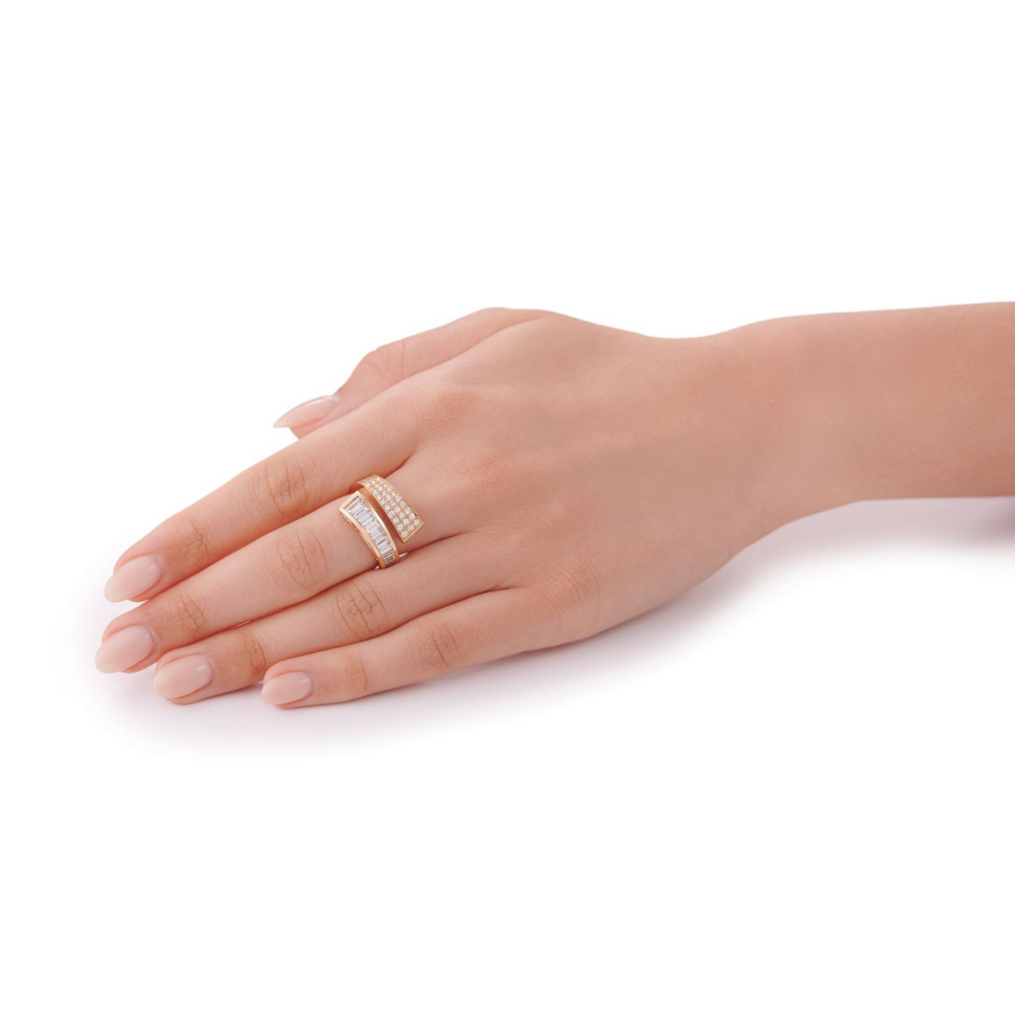 Baguette Cut and Pavé Set Rose Gold Infinity Ring