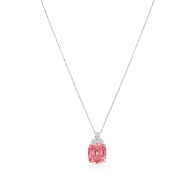 6.29cts Pink Tourmaline and Diamond Trefoil Pendant