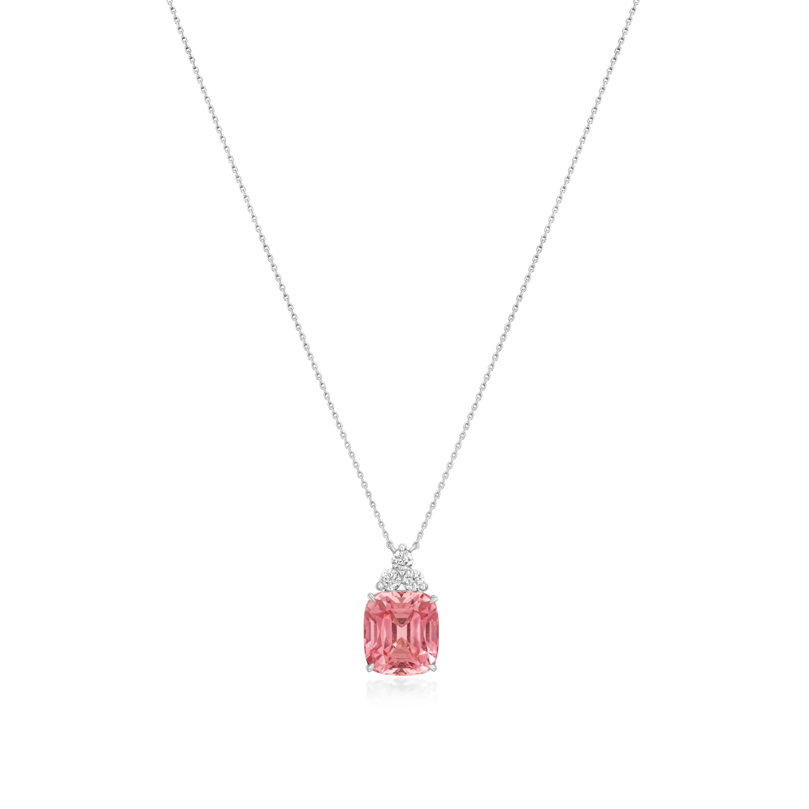 6.29cts Pink Tourmaline and Diamond Trefoil Pendant