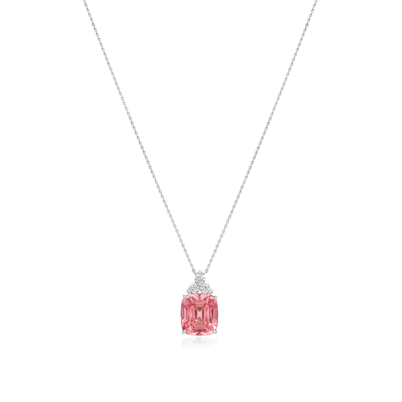 6.29cts Pink Tourmaline and Diamond Trefoil Pendant