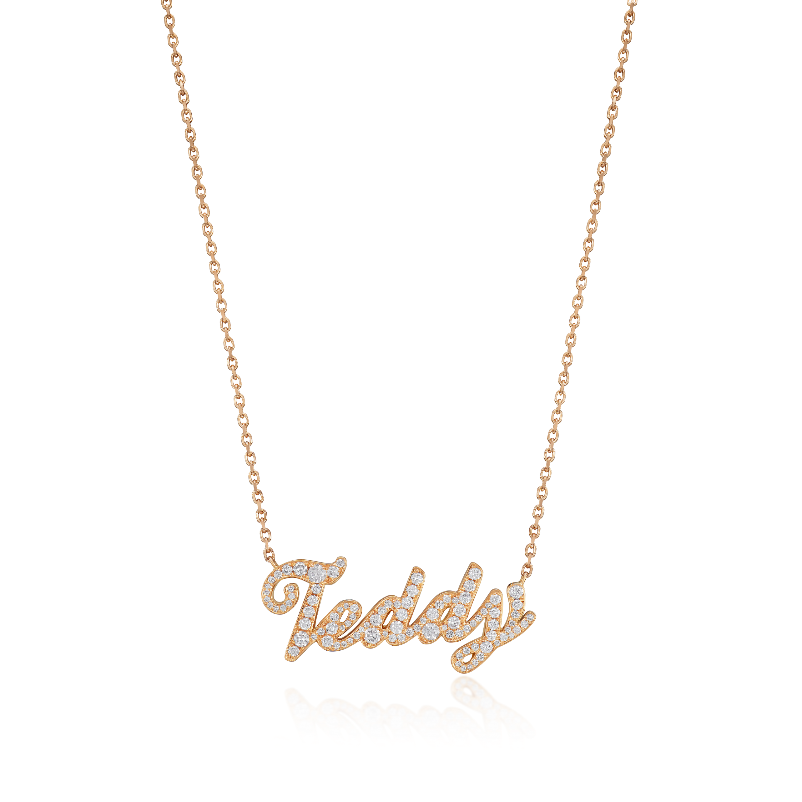 Diamond Set 18ct Rose Gold Name Pendant