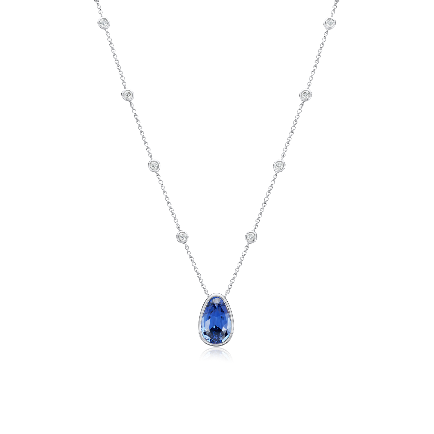 4.73cts Pear-Shape Sapphire and Spectacle Diamond-Set Pendant