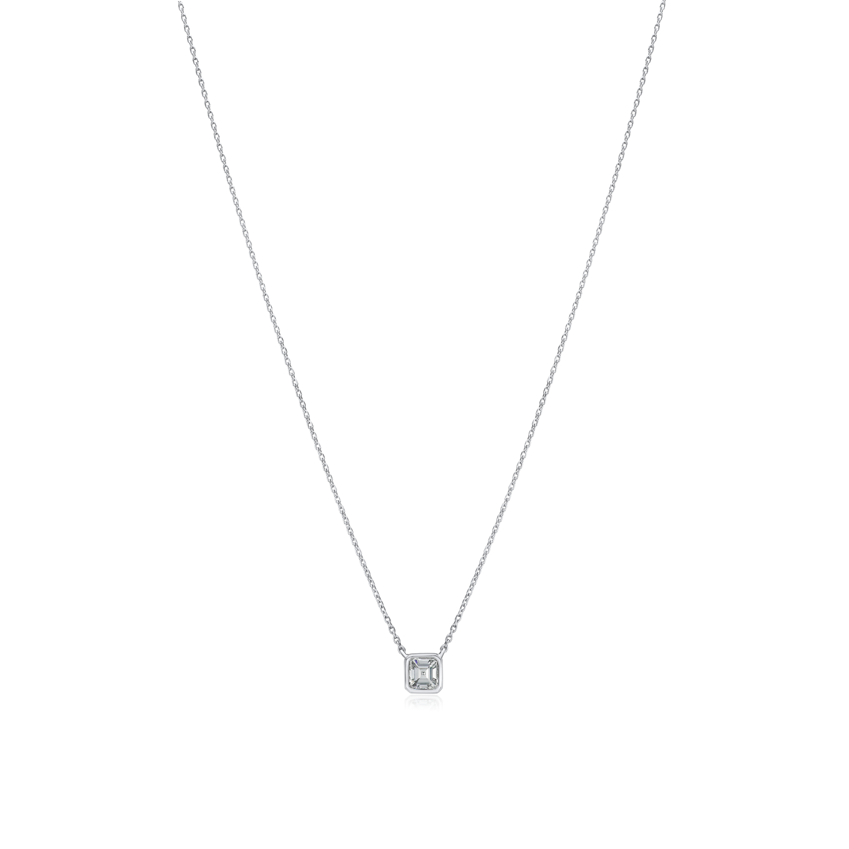 0.33cts Asscher-Cut Diamond Platinum Pendant