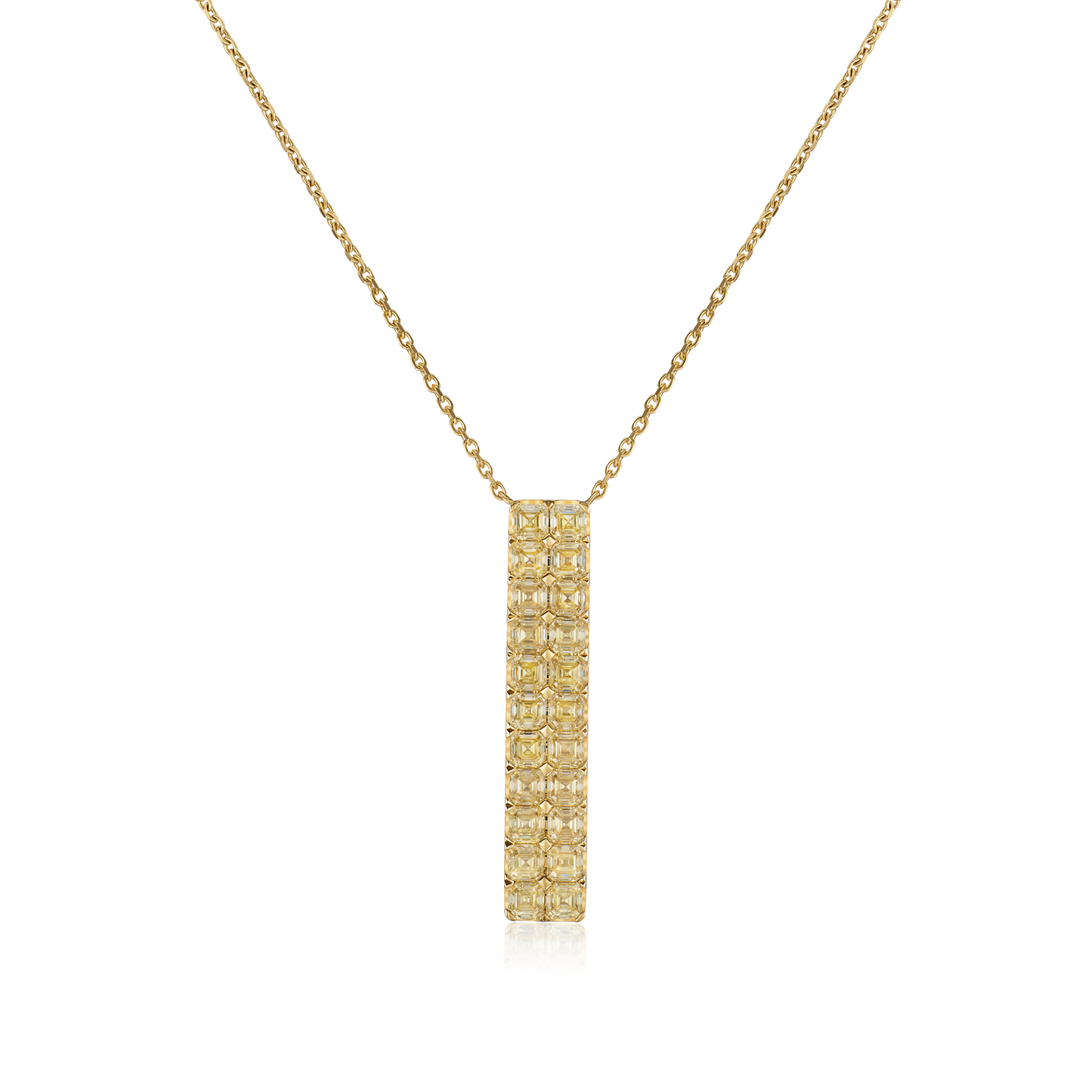 Gold Bar 6.63cts Asscher-Cut Yellow Diamond Pendant