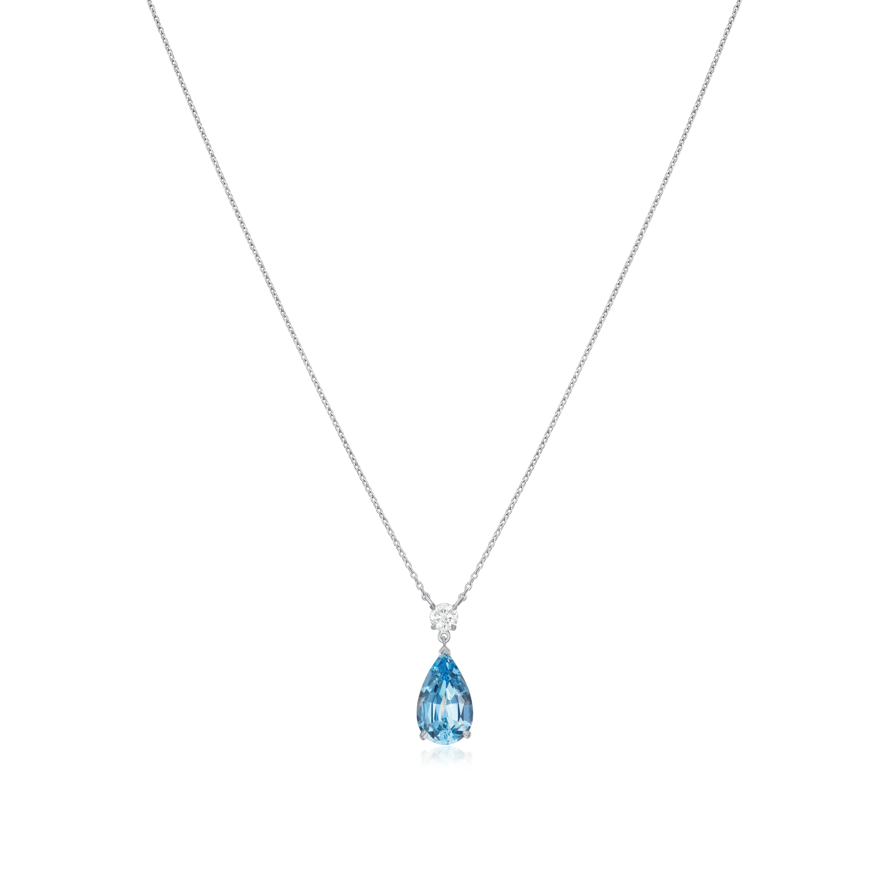 2.02cts Pear-Shape Aquamarine and Diamond Pendant