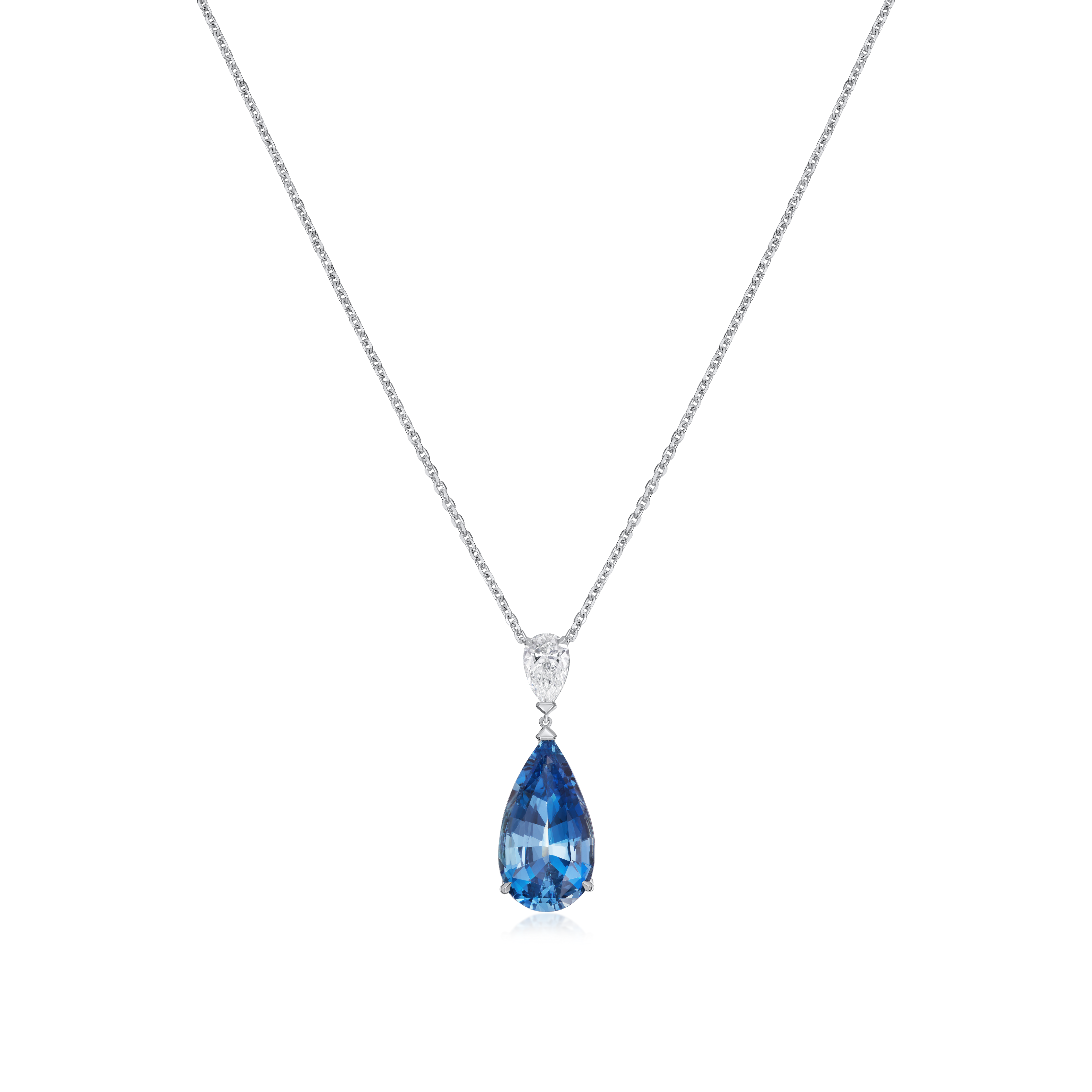 7.09cts Pear-Shape Aquamarine and Diamond Pendant