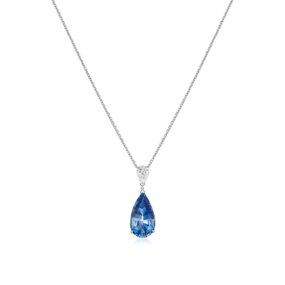 7.09cts Pear-Shape Aquamarine and Diamond Pendant