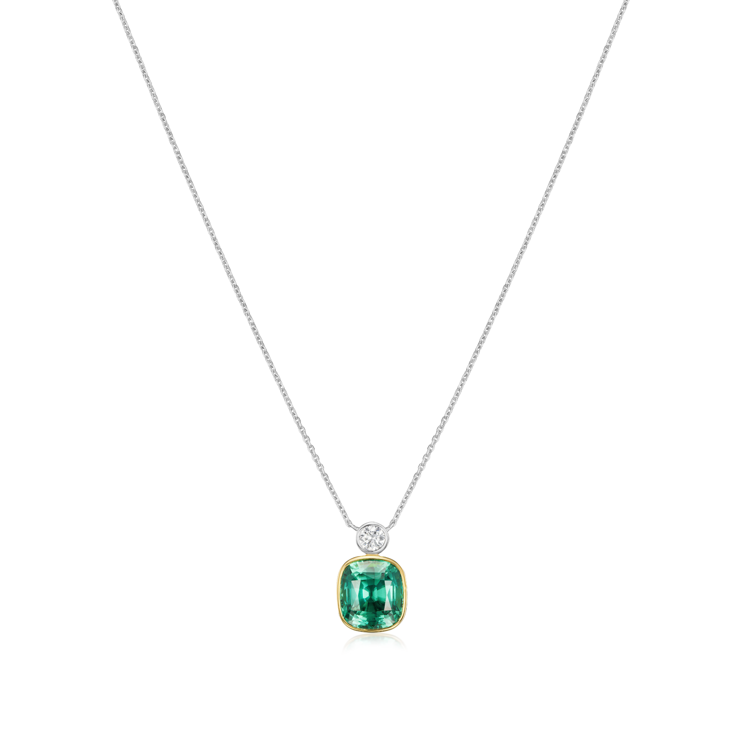 4.13cts Cushion-Shape Mint Tourmaline and Diamond Pendant