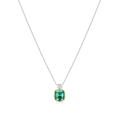 4.13cts Cushion-Shape Mint Tourmaline and Diamond Pendant