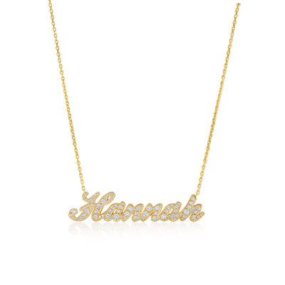 Hannah Diamond-Set 18ct Yellow Gold Name Pendant