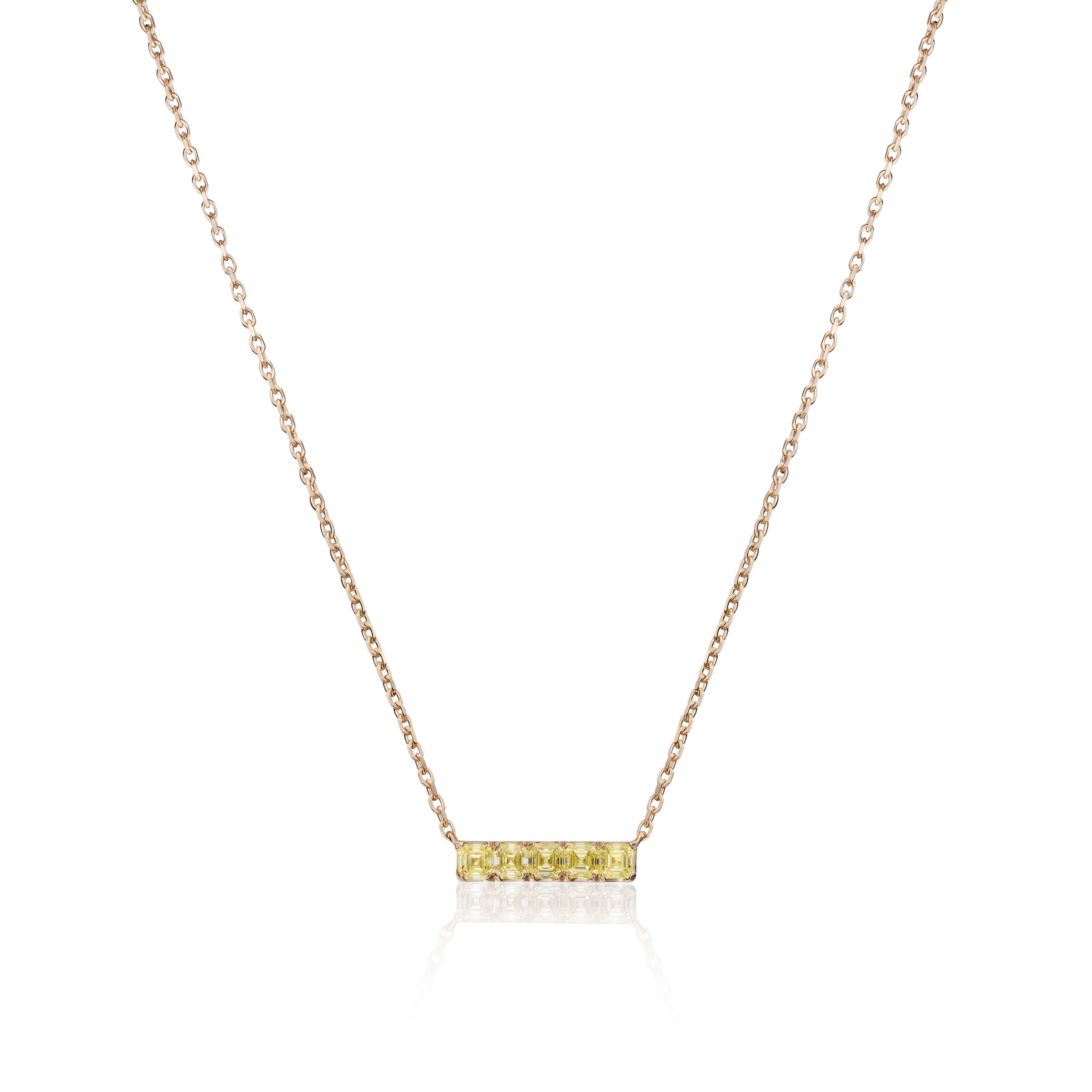 Gold Bar 1.16cts Asscher-Cut Yellow Diamond Pendant