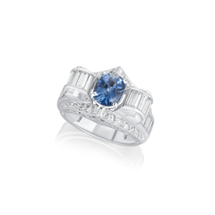 2.54cts Oval-Shape Sapphire and Diamond Dress Ring
