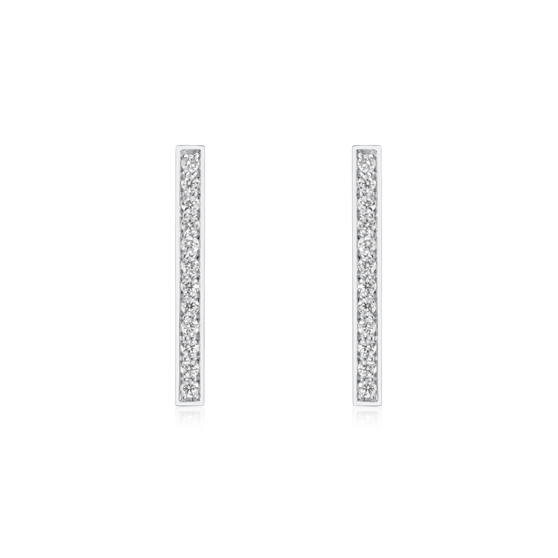 Skyline Diamond-Set Platinum Bar Earrings