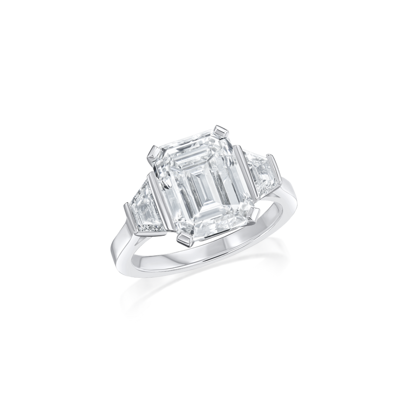 5.01cts Emerald-Cut Diamond Three Stone Ring