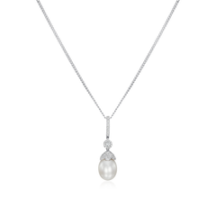 Cultured Freshwater Pearl and Diamond Pendant