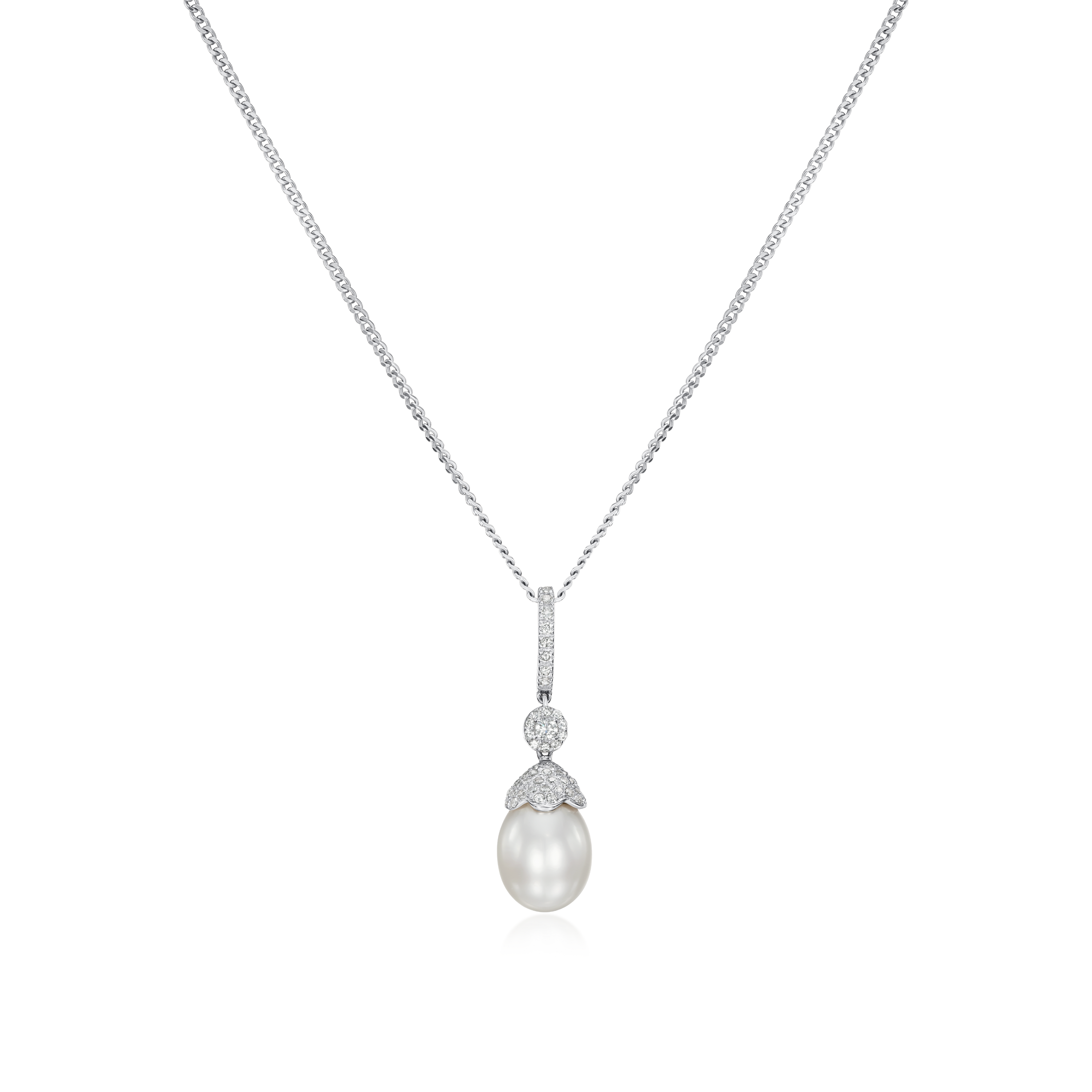 Cultured Freshwater Pearl and Diamond Pendant
