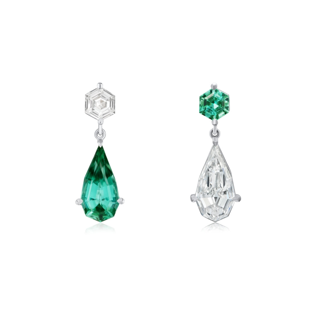 Diamond and Green Tourmaline Drop Earrings