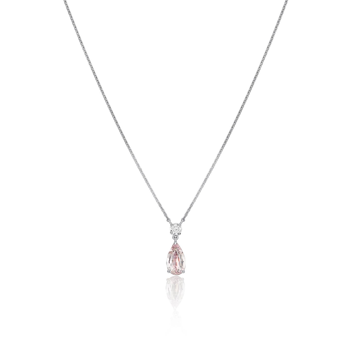 Pear-Shape Peach Sapphire and Diamond Pendant