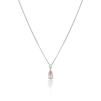 Pear-Shape Peach Sapphire and Diamond Pendant
