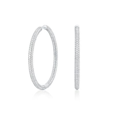 5.98cts Pave-Set 18ct White Gold Hoop Earrings