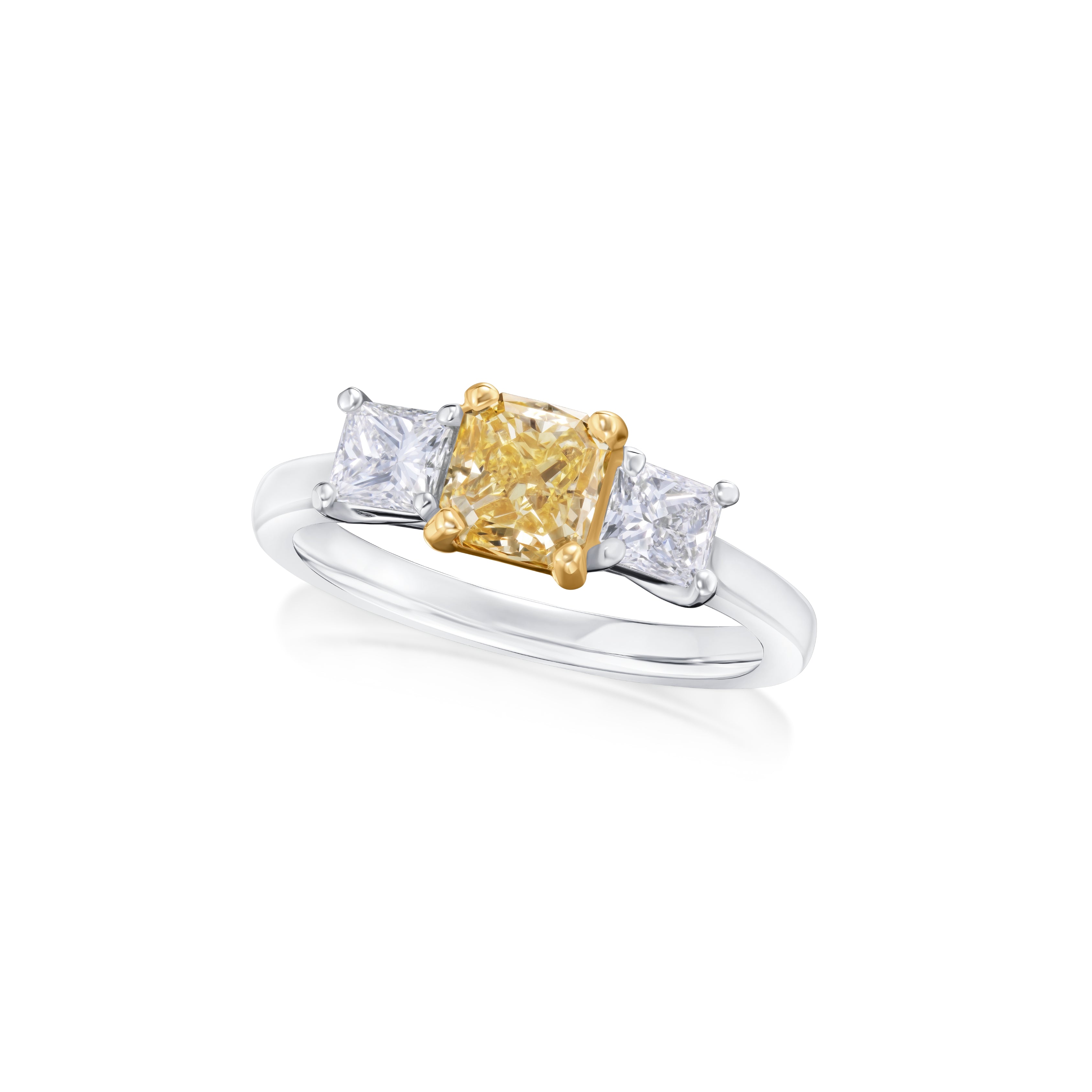 1.05cts Yellow and White Diamond Three Stone Ring