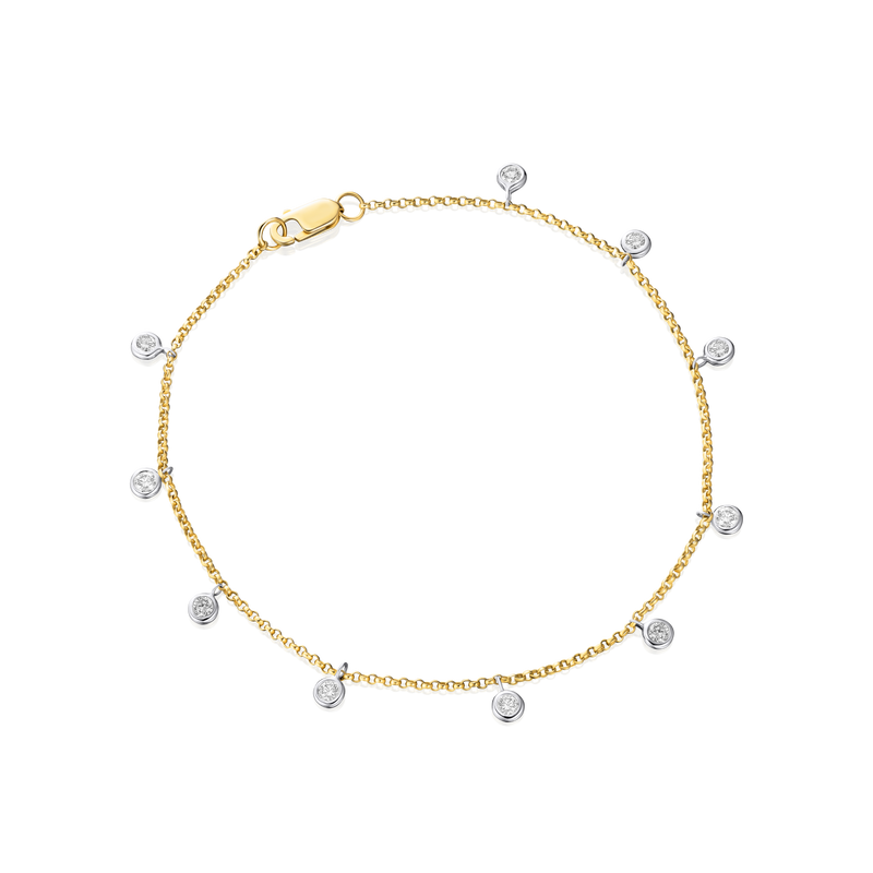 18ct Yellow Gold Spectacle Set Diamond Bracelet