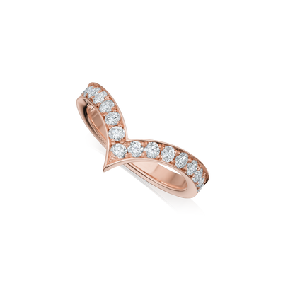 Skyline 18ct Rose Gold Diamond Wishbone Ring, 3mm