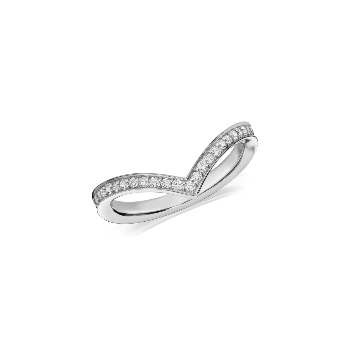 Skyline Platinum Diamond Wishbone Ring, 2mm