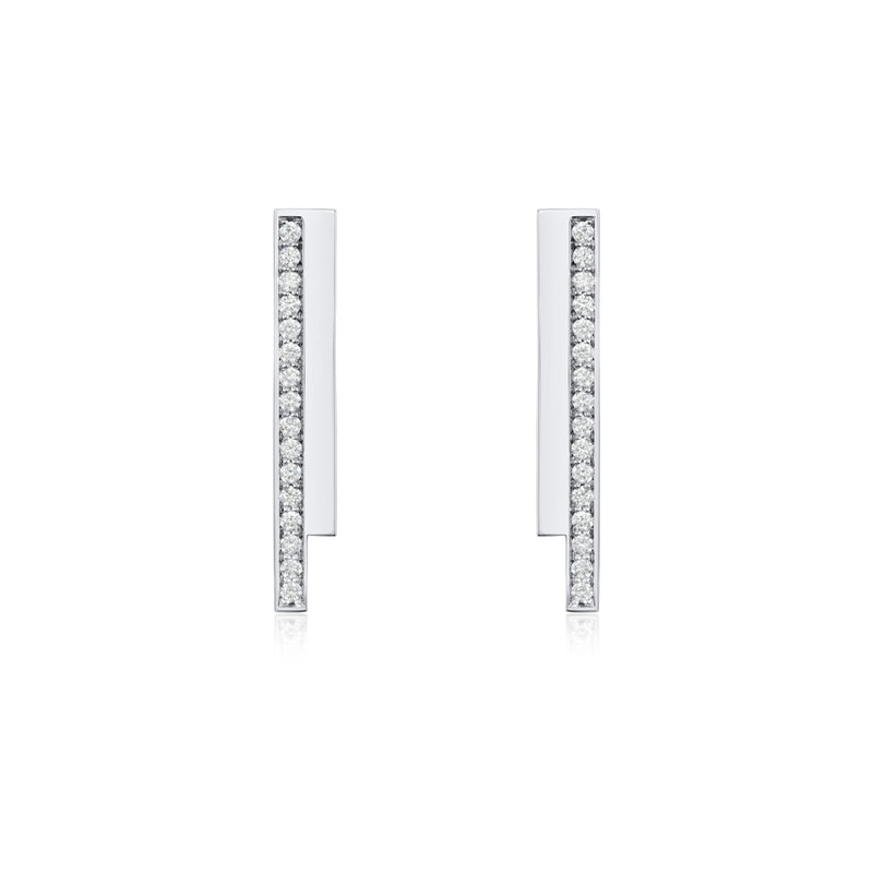 Skyline 2mm Diamond-Set Double Bar Drop Earrings