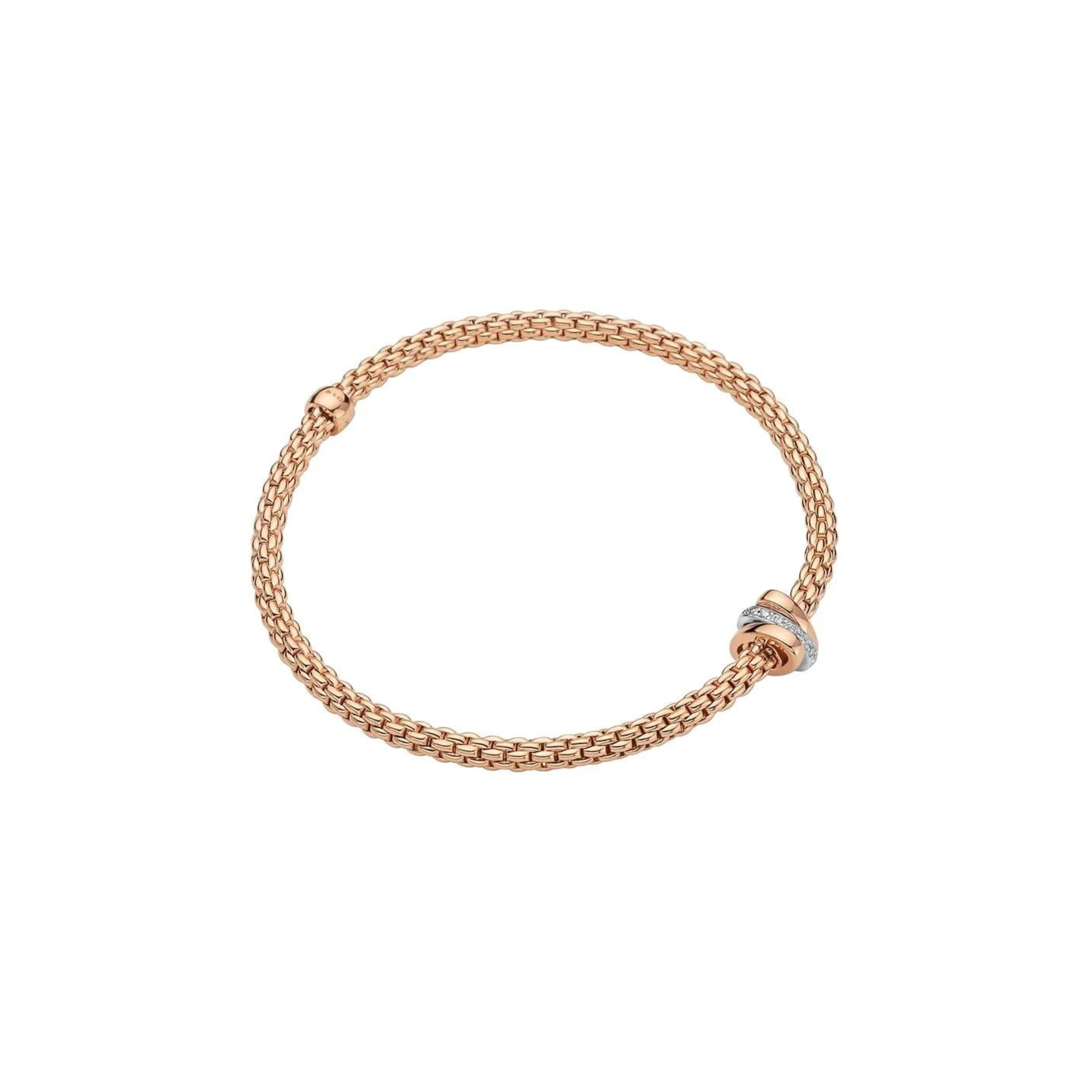 Prima Flex'It 18ct Rose Gold Bracelet With A Grain Set Diamond Rondel