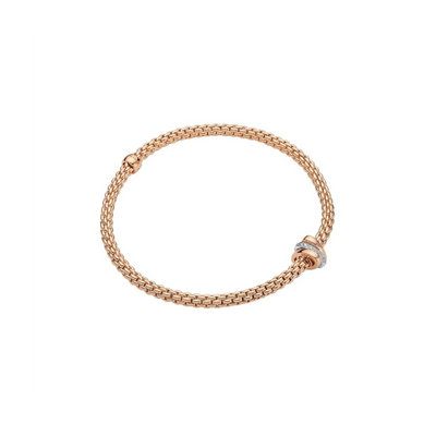 Prima Flex'It 18ct Rose Gold Bracelet With A Grain Set Diamond Rondel